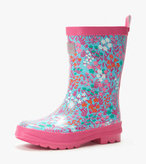 Girls Wildflowers Shiny Rain Boots