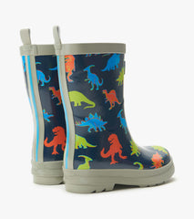 Boys Neon Dinos Shiny Rain Boots