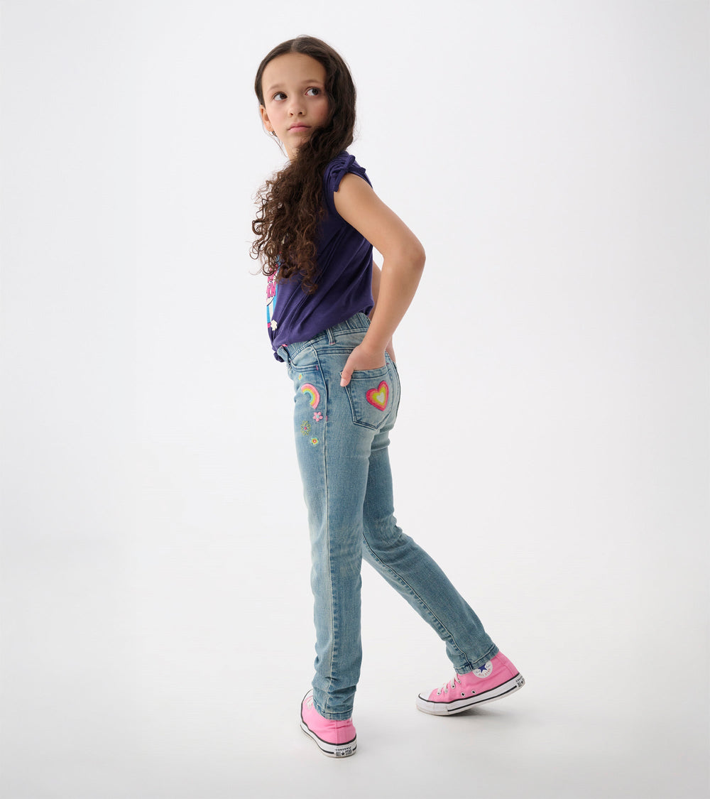 Girls Pretty Patches Stretch Jeans