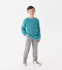 Boys Dark Grey Herringbone Straight Leg Pants