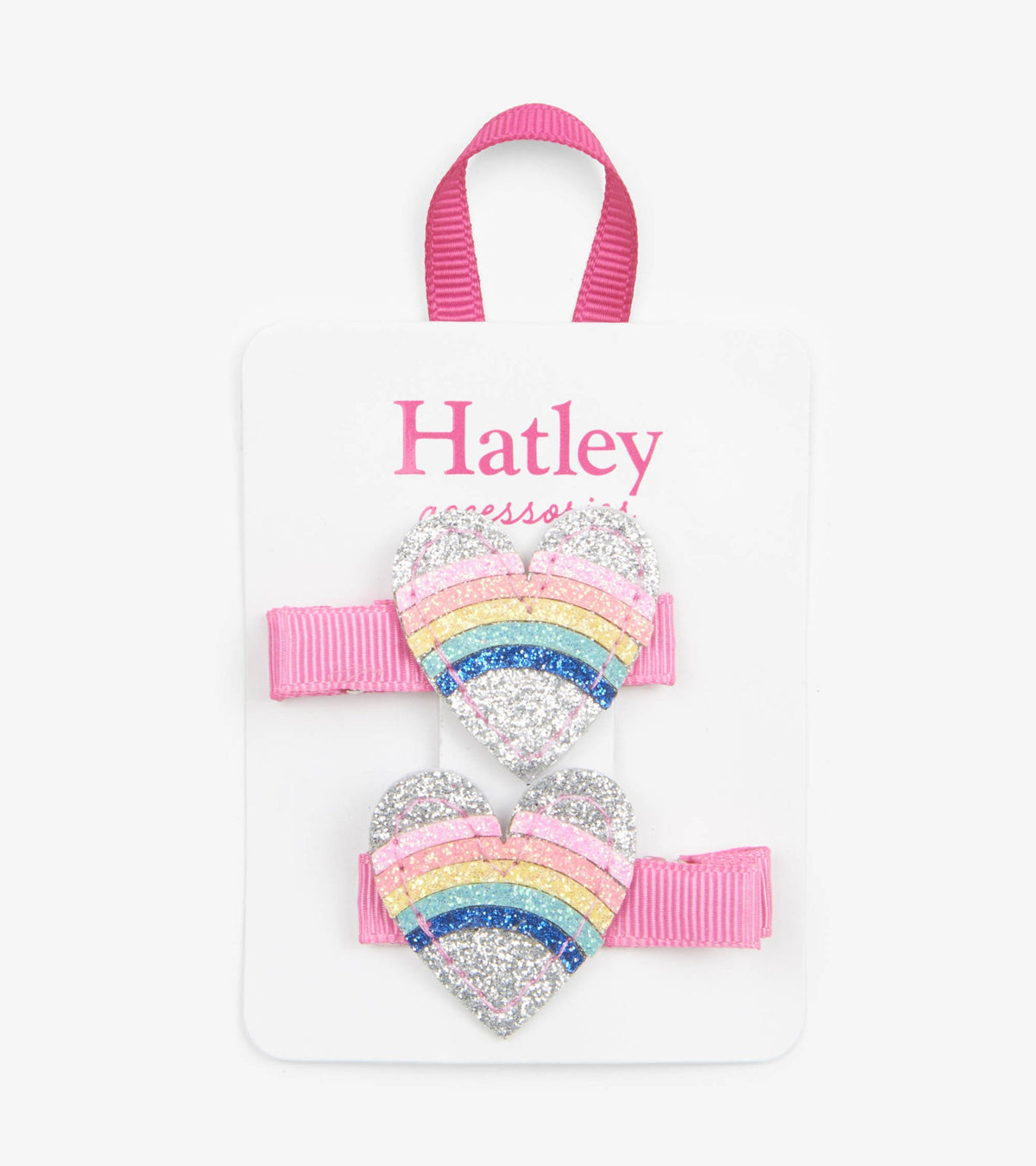 Rainbow Hearts Glitter Hair Clips