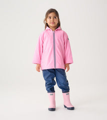 Girls Classic Pink Zip-Up Rain Jacket