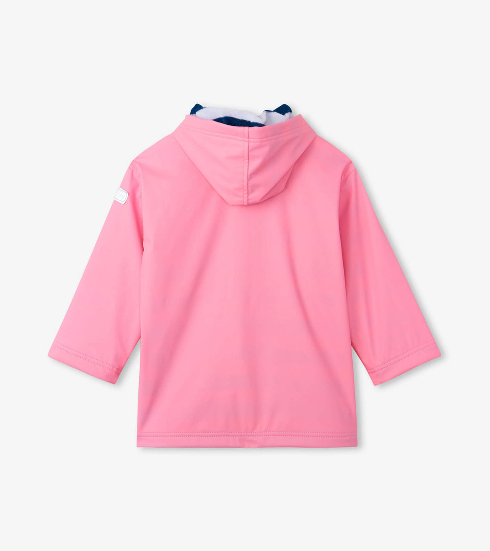 Girls Classic Pink Zip-Up Rain Jacket