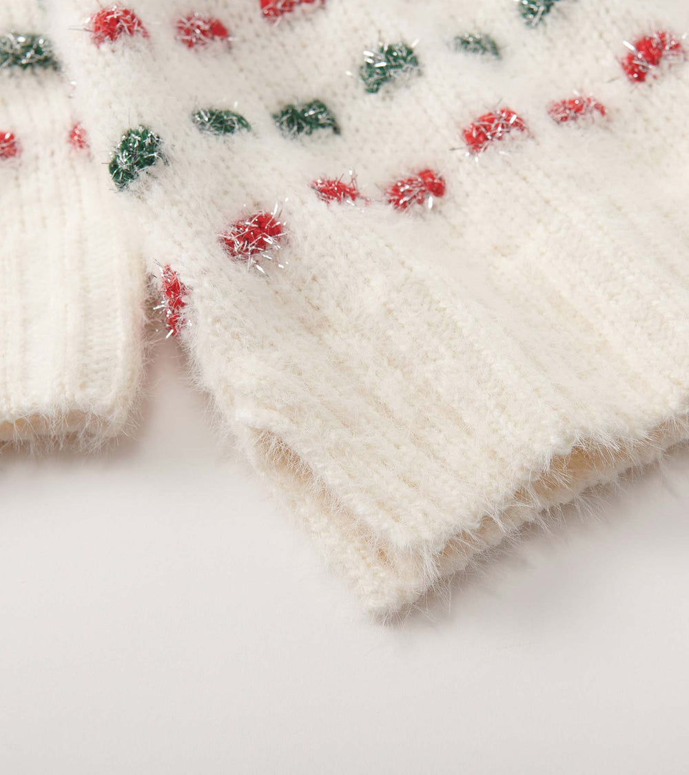 Girls Holiday Basket Weave Sweater