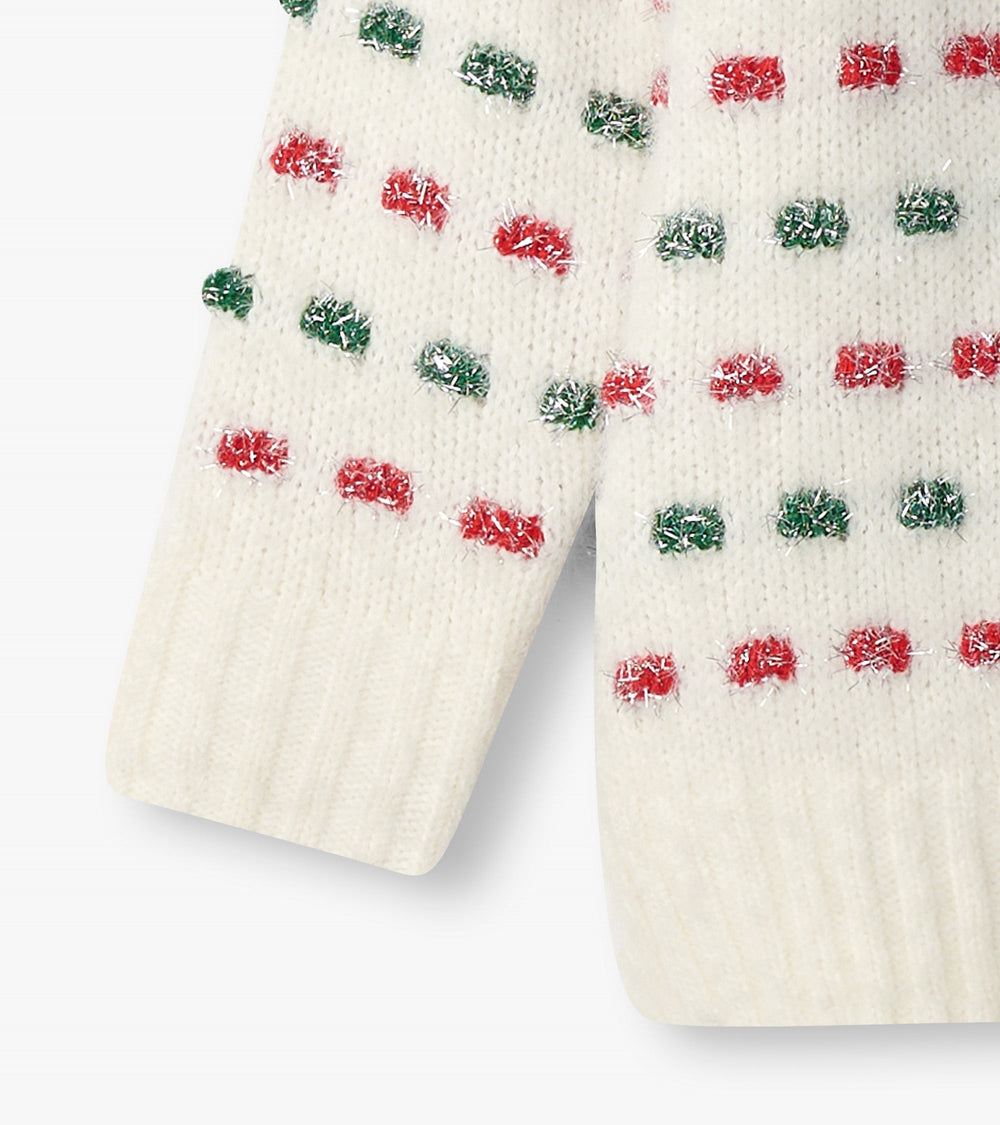 Girls Holiday Basket Weave Sweater