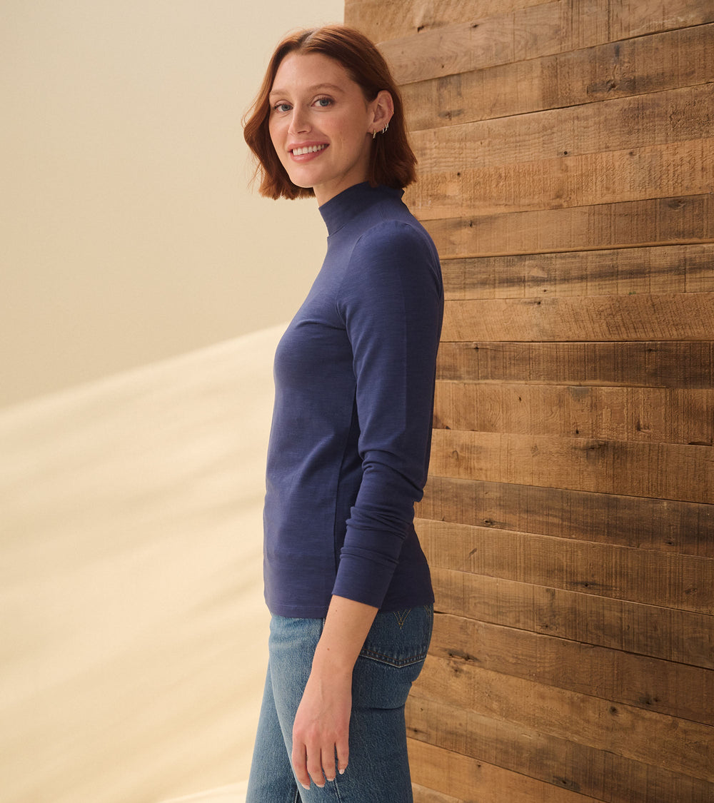 Mock Neck Top - Patriot Blue