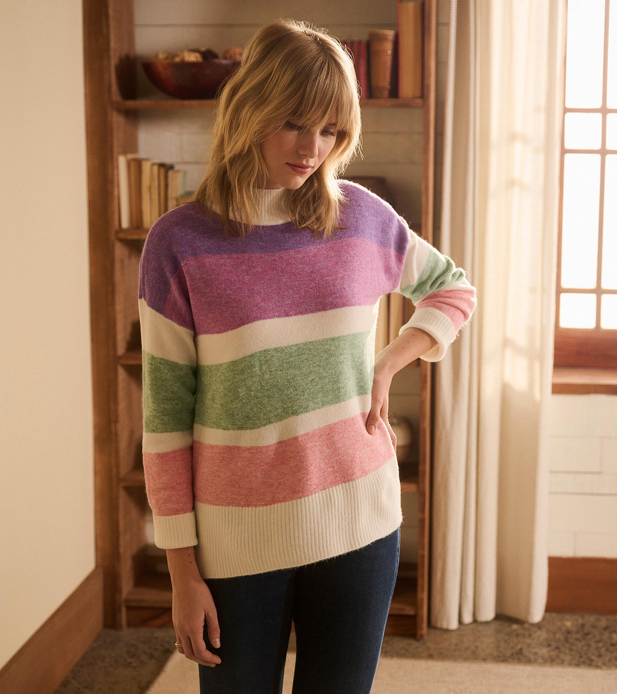 Mock Neck Tunic - Sunrise Color Block
