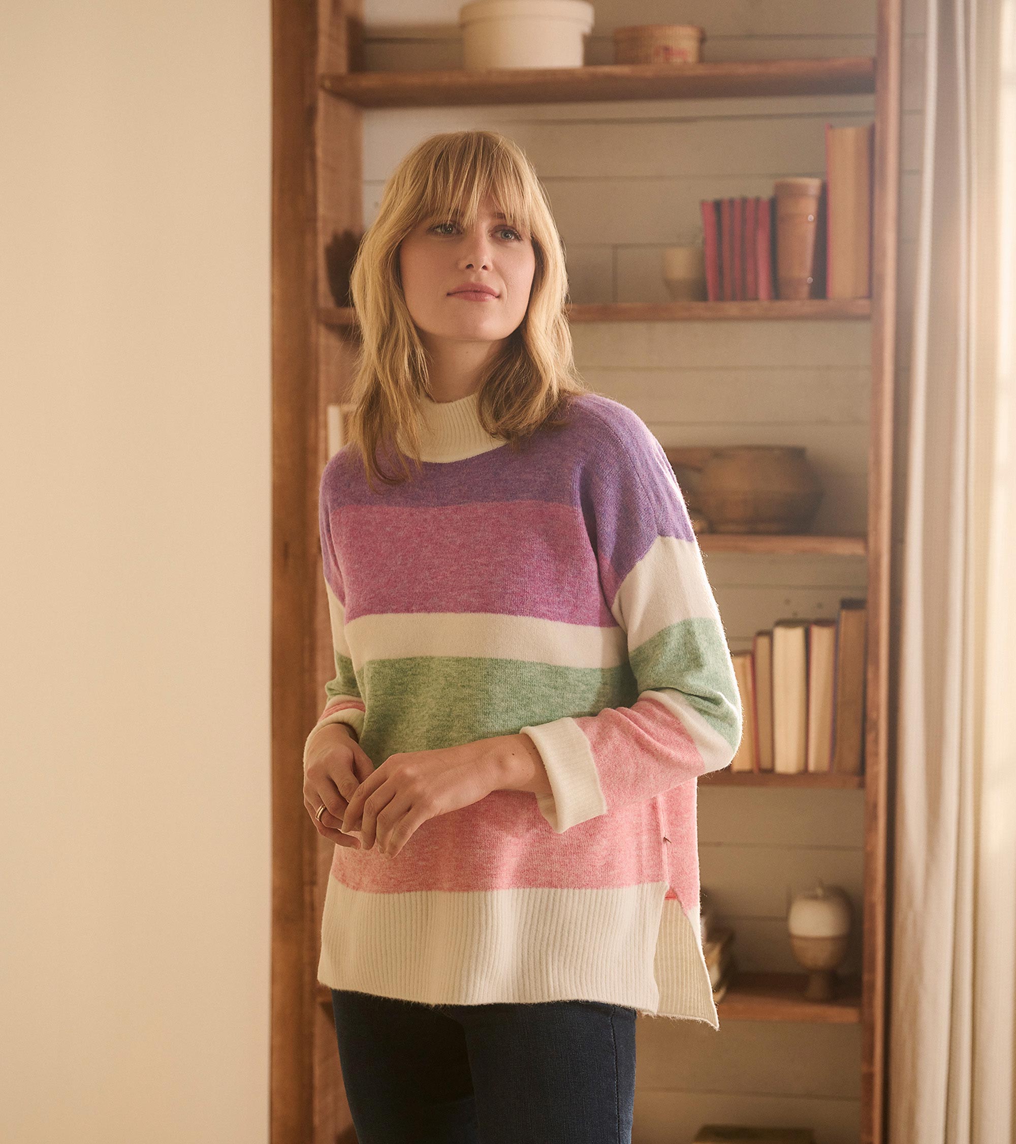 Mock Neck Tunic - Sunrise Color Block