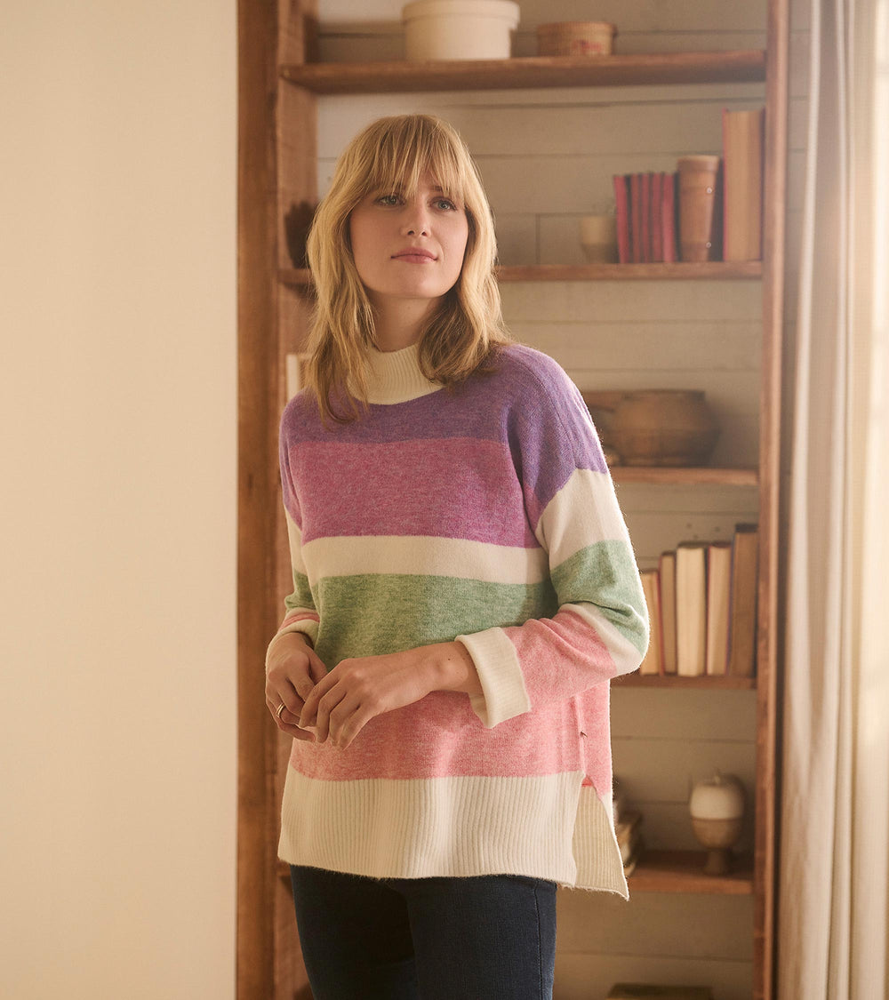 Mock Neck Tunic - Sunrise Color Block