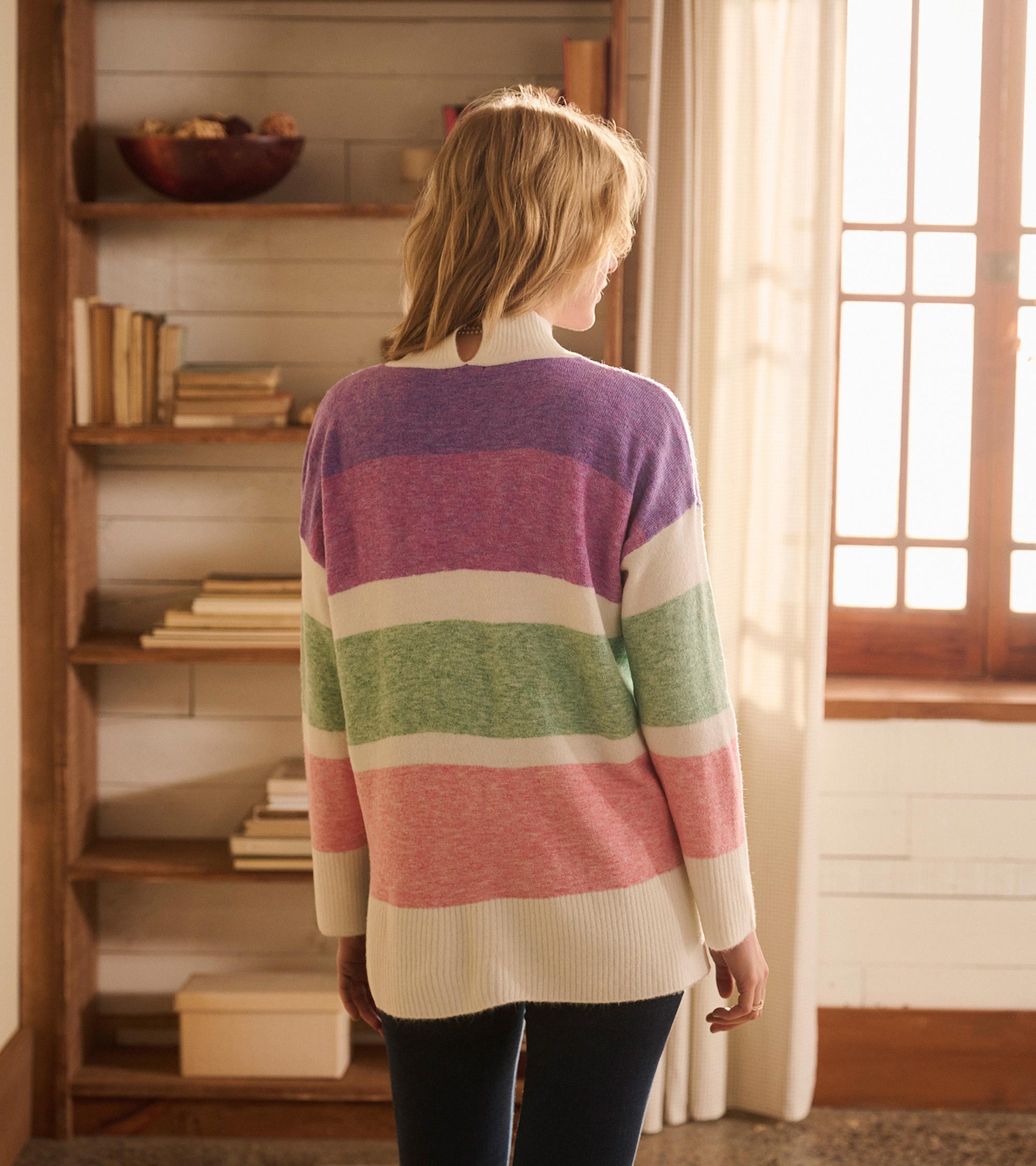 Mock Neck Tunic - Sunrise Color Block