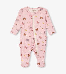 Baby Girls Whimsical Ponies Ruffle Bum Bamboo Sleeper