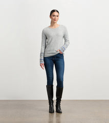 Jacquard Cuff Sweater - Grey Melange