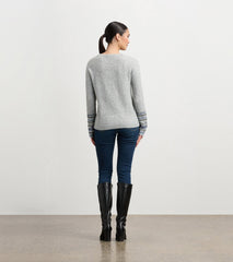 Jacquard Cuff Sweater - Grey Melange