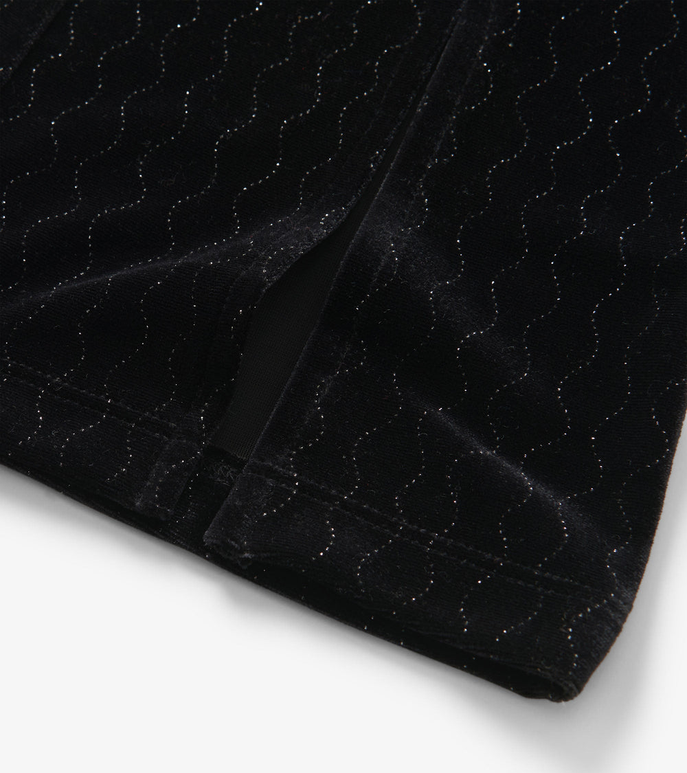 Girls Black Sparkle Wave Velour Flared Pants