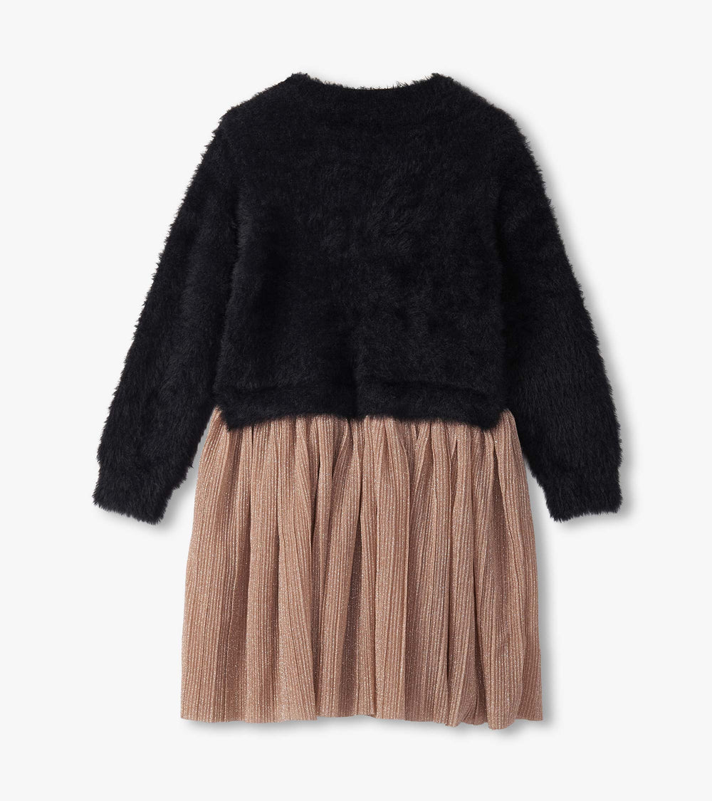 Girls Gold Star Mix Media Dress