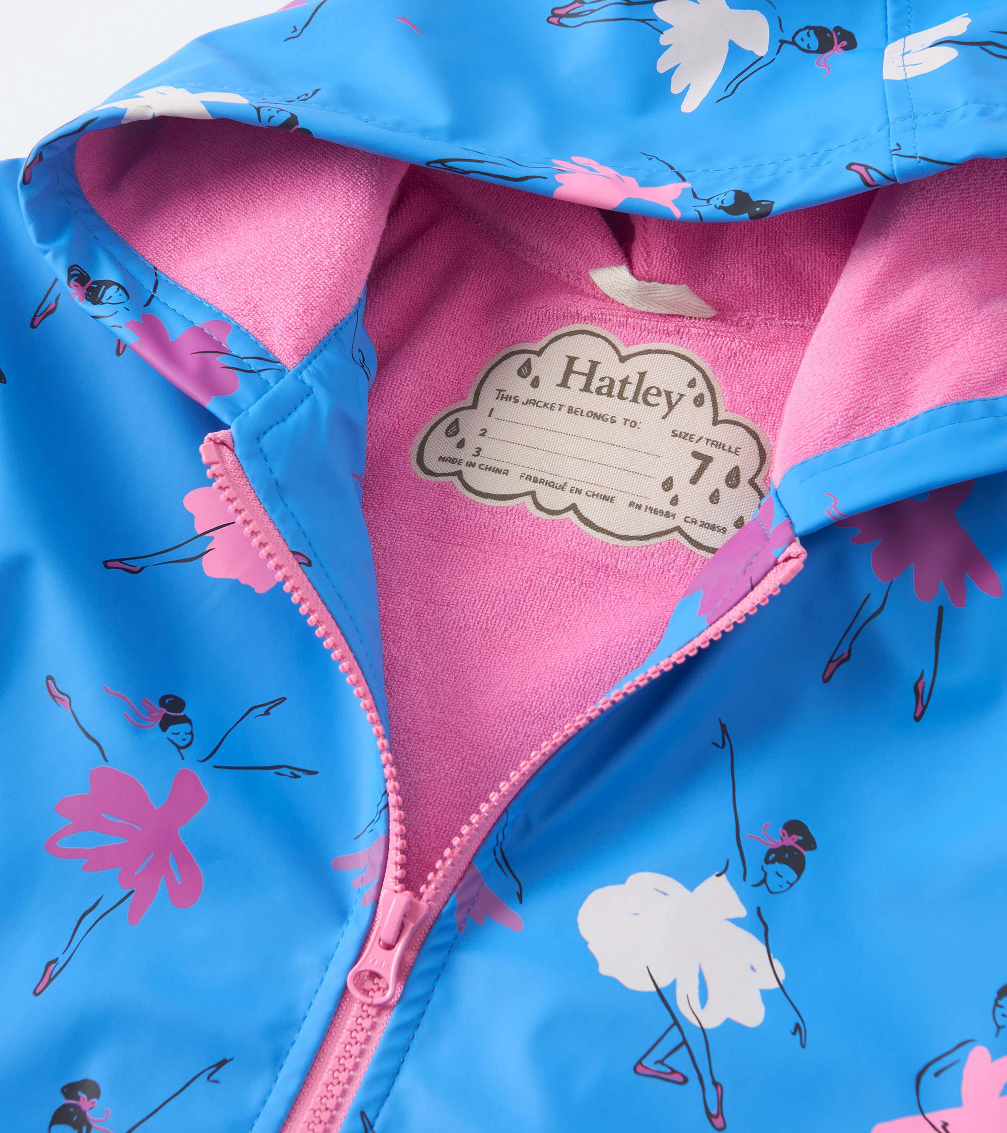 Girls Ballet School Color Changing Zip-Up Rain Jacket