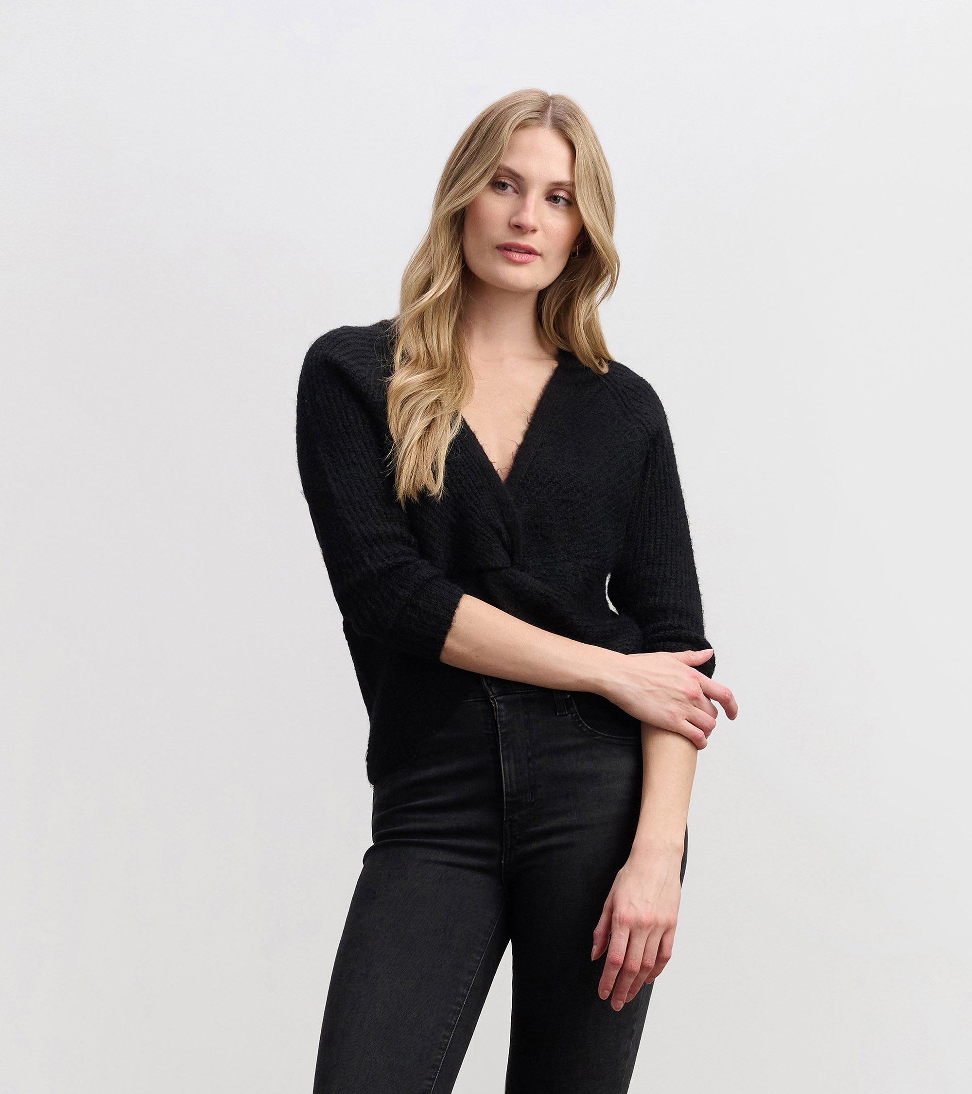Cross Over Sweater - Black