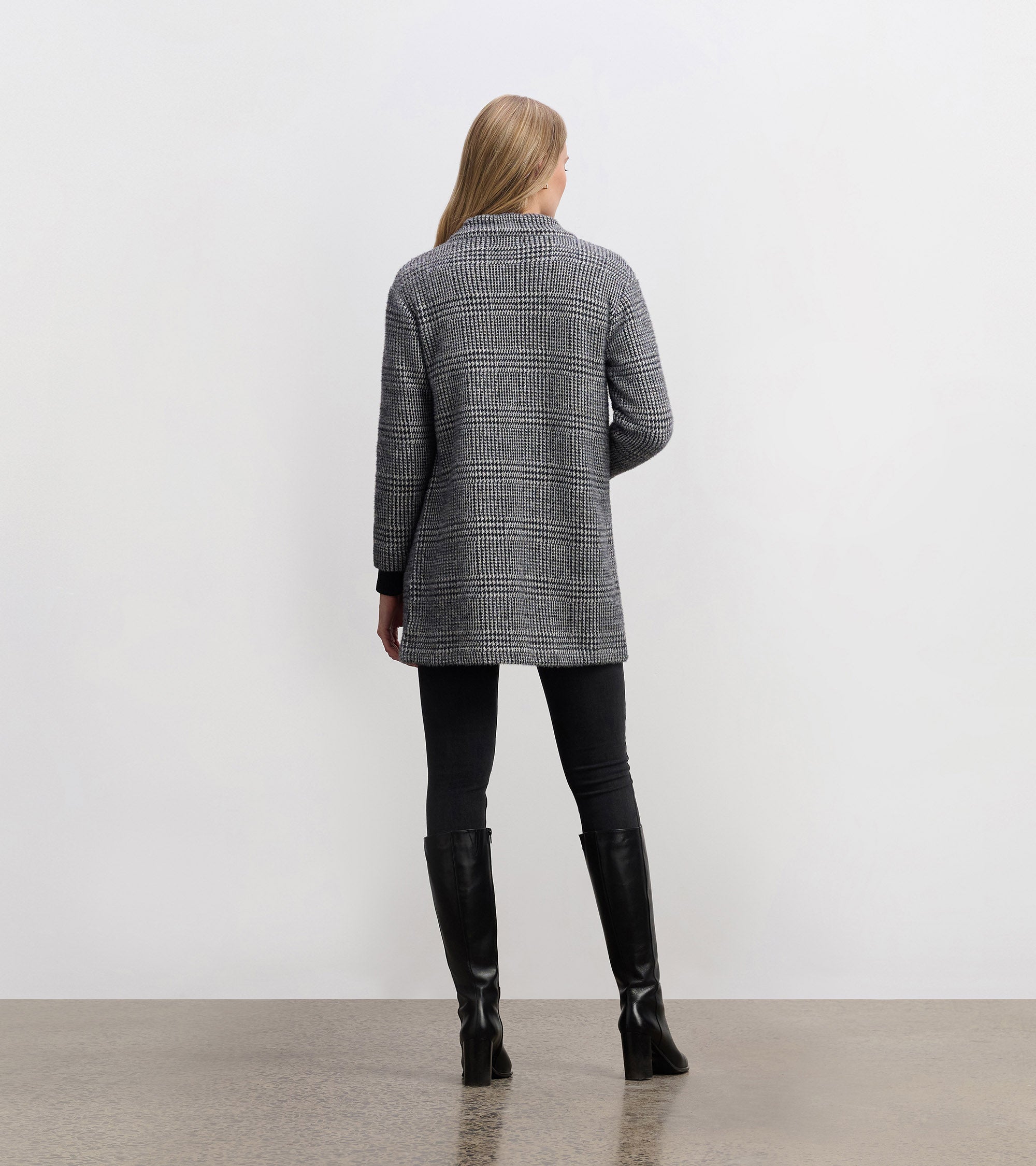 Cozy Open Blazer - Black Check