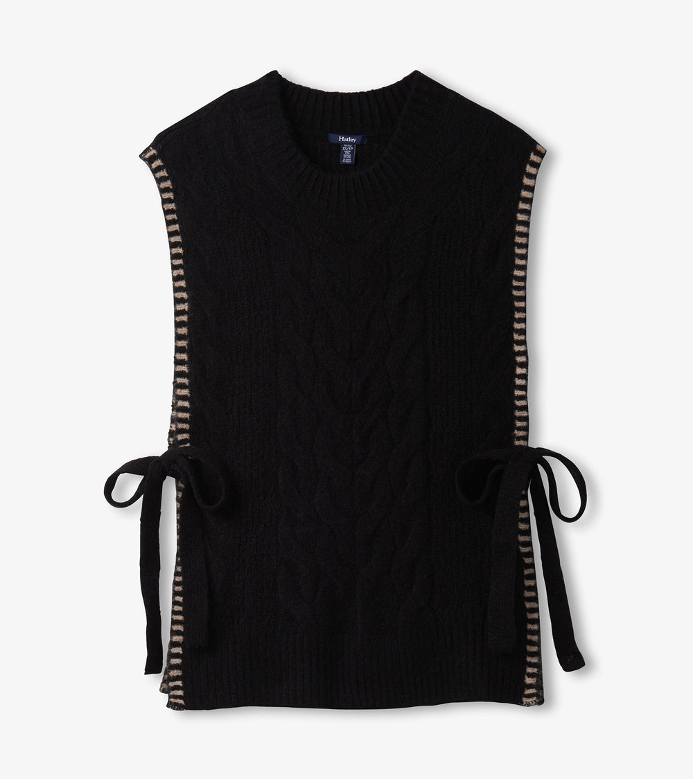 Side-Tie Sweater Vest - Black