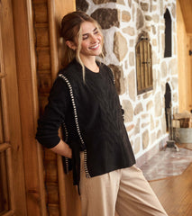 Side-Tie Sweater Vest - Black