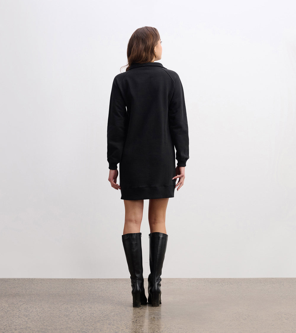 Anna Notch Neck Dress - Black