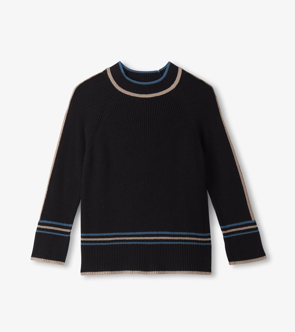 Raglan Stripes Pullover - Black