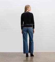 Raglan Stripes Pullover - Black