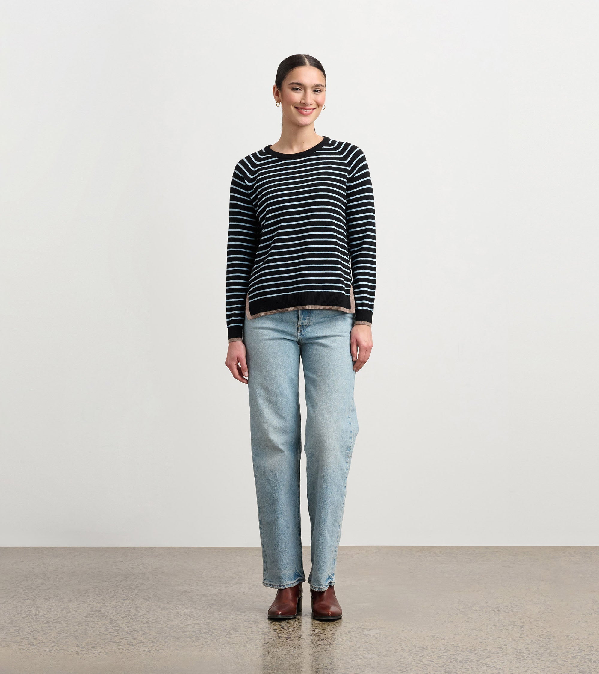 Olivia Sweater - Black Denim Stripes
