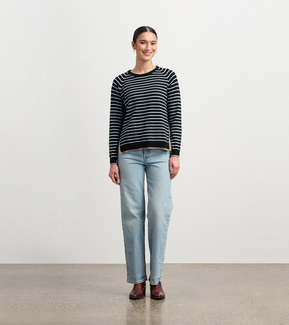 Olivia Sweater - Black Denim Stripes