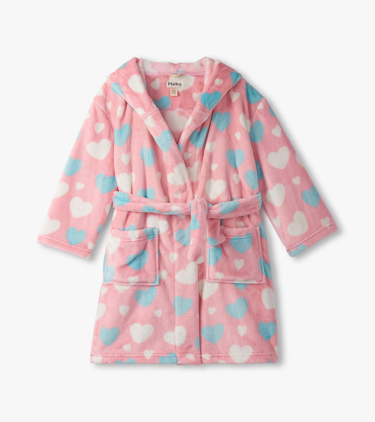 Girls Big Hearts Fuzzy Fleece Robe