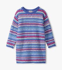 Girls Blueberry Stripe Sweater Dress