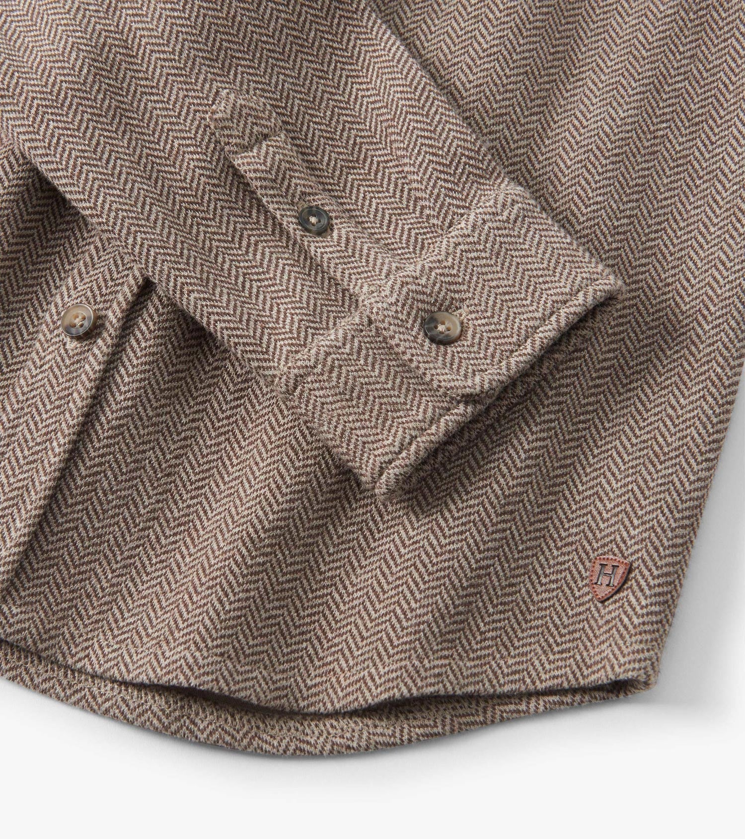 Boys Brown Sugar Herringbone Button Down Shirt