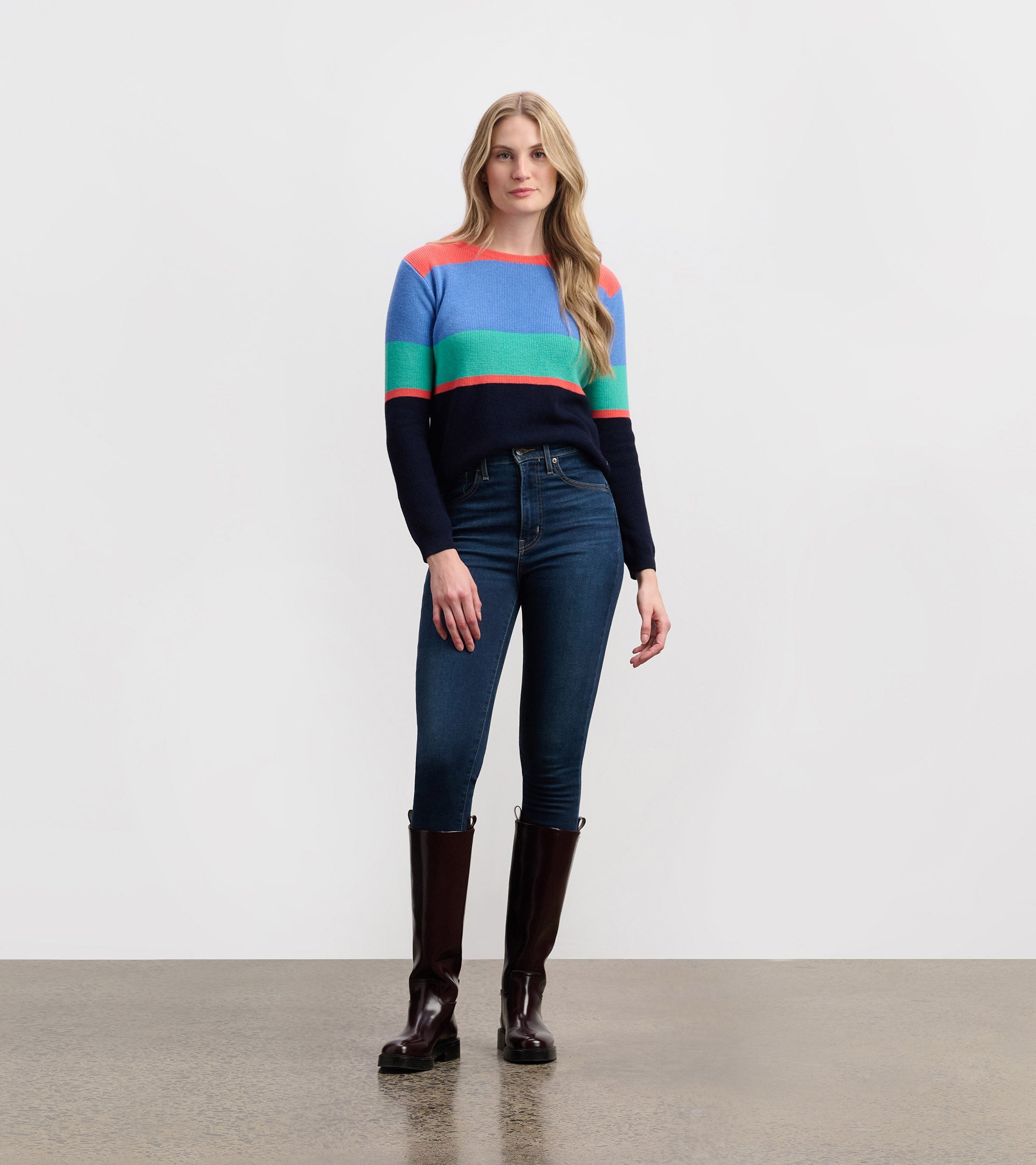 Devon Sweater - Bright Colorblock Stripes