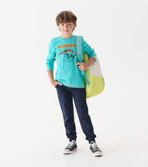 Boys Stegosaurus Glow in the Dark Long Sleeve Graphic Tee