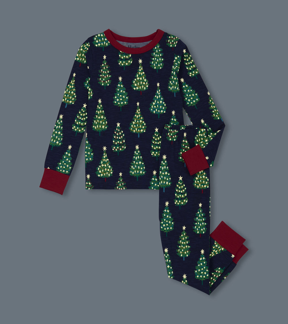 Boys Bottle Brush Trees Glow in the Dark Cotton Pajama Set