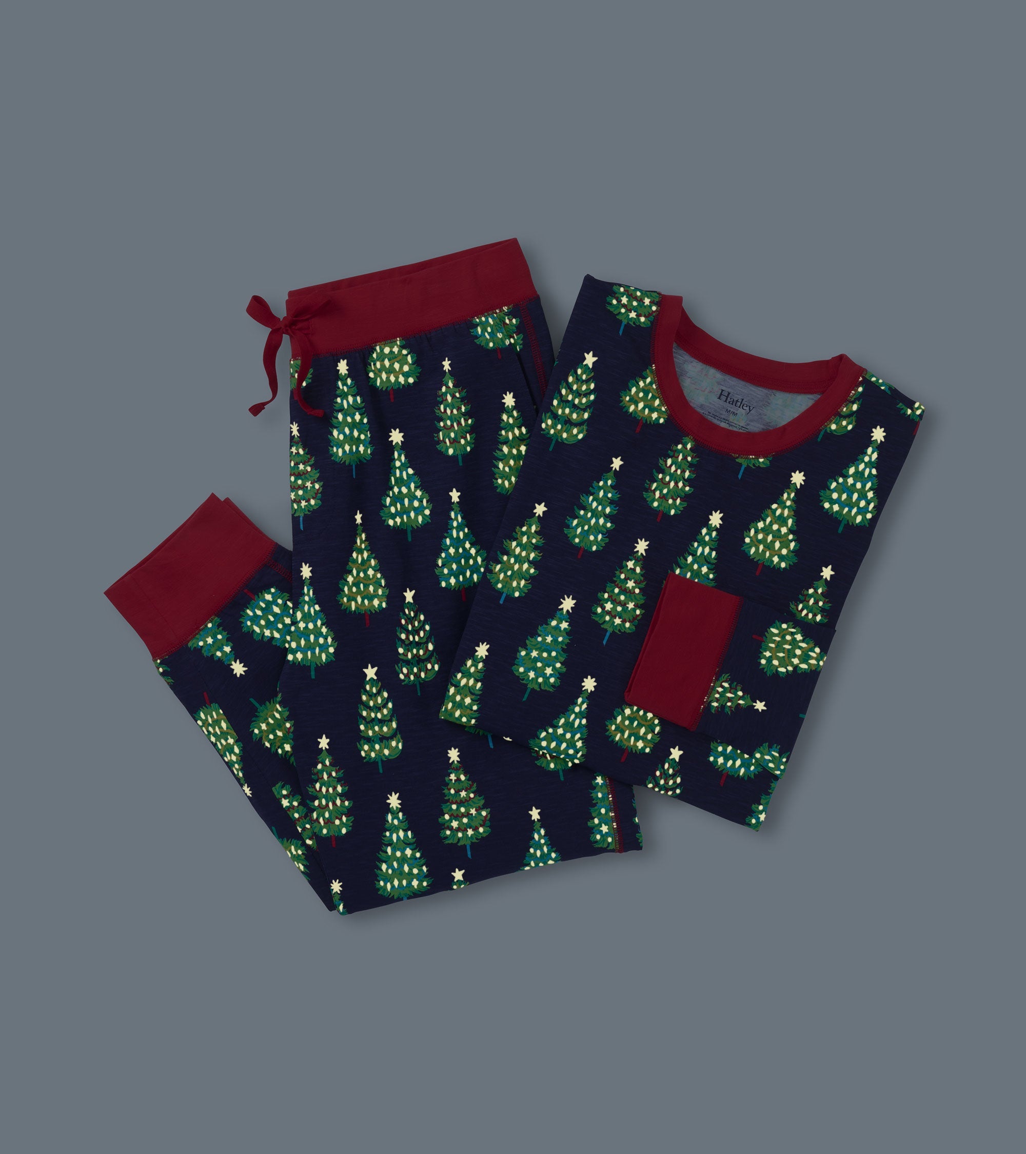 Men's Bottle Brush Trees Glow in the Dark Cotton Pajama Set