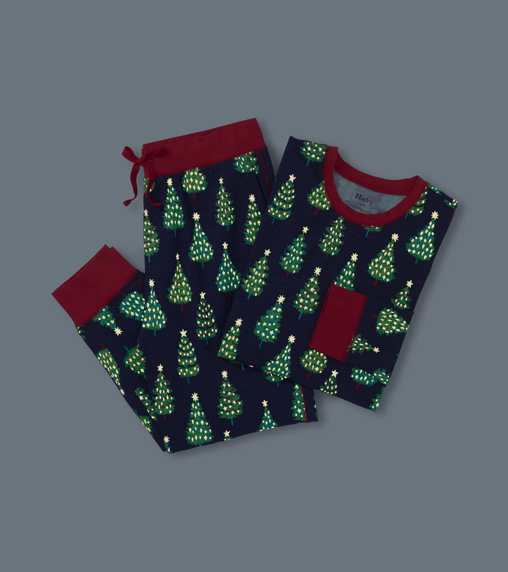 Men's Bottle Brush Trees Glow in the Dark Cotton Pajama Set