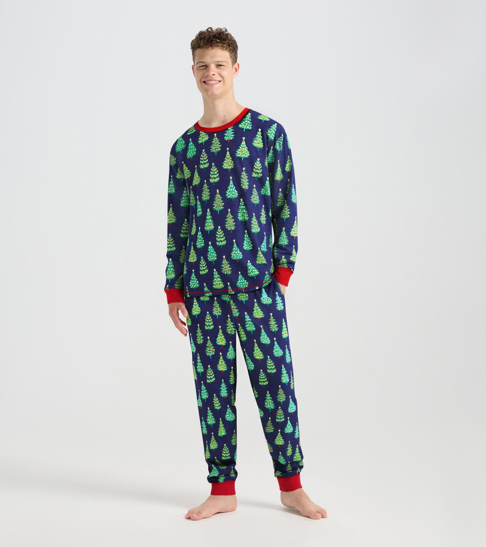 Men's Bottle Brush Trees Glow in the Dark Cotton Pajama Set