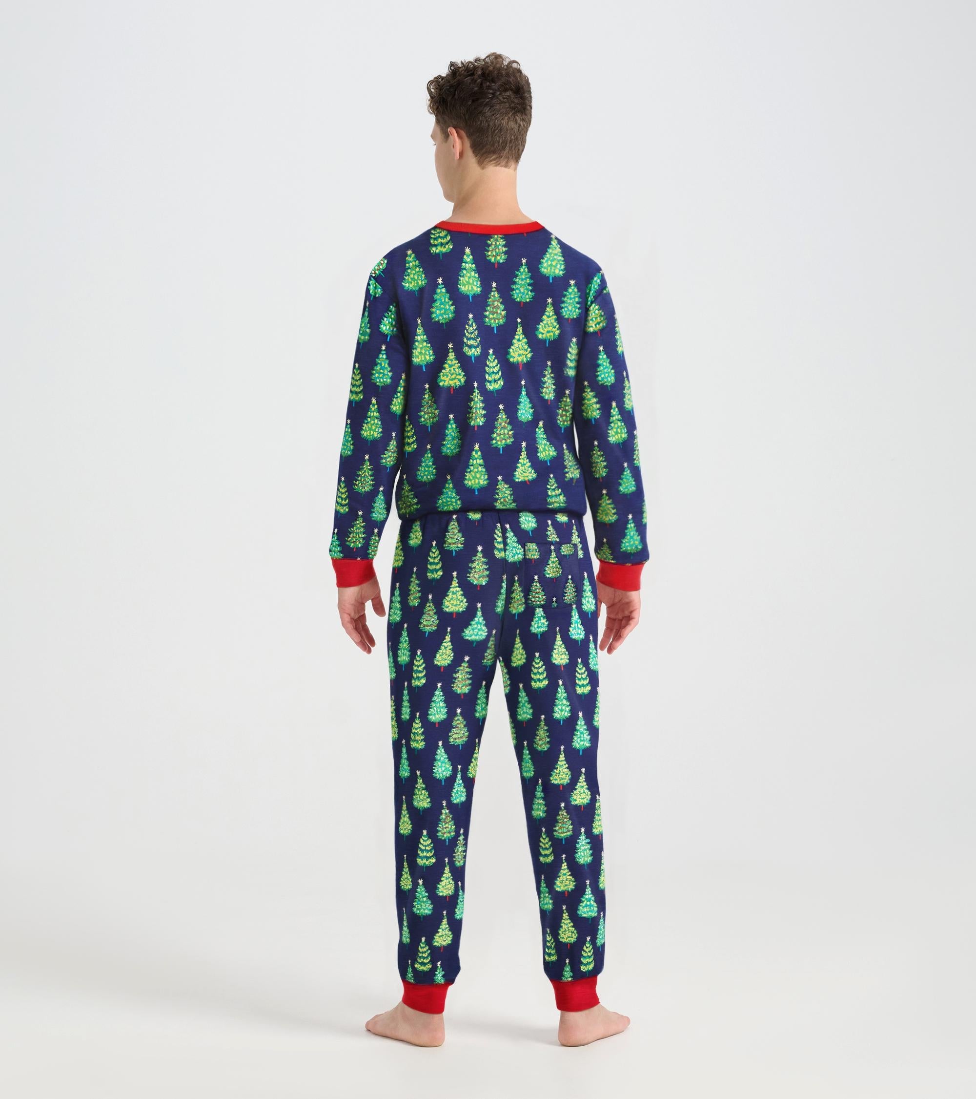 Men's Bottle Brush Trees Glow in the Dark Cotton Pajama Set