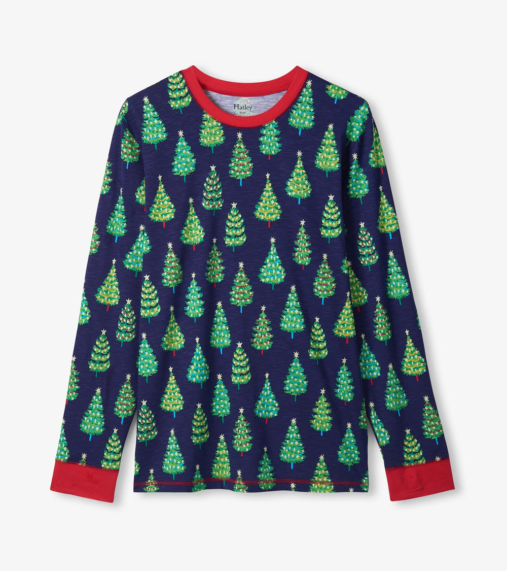Men's Bottle Brush Trees Glow in the Dark Cotton Pajama Set