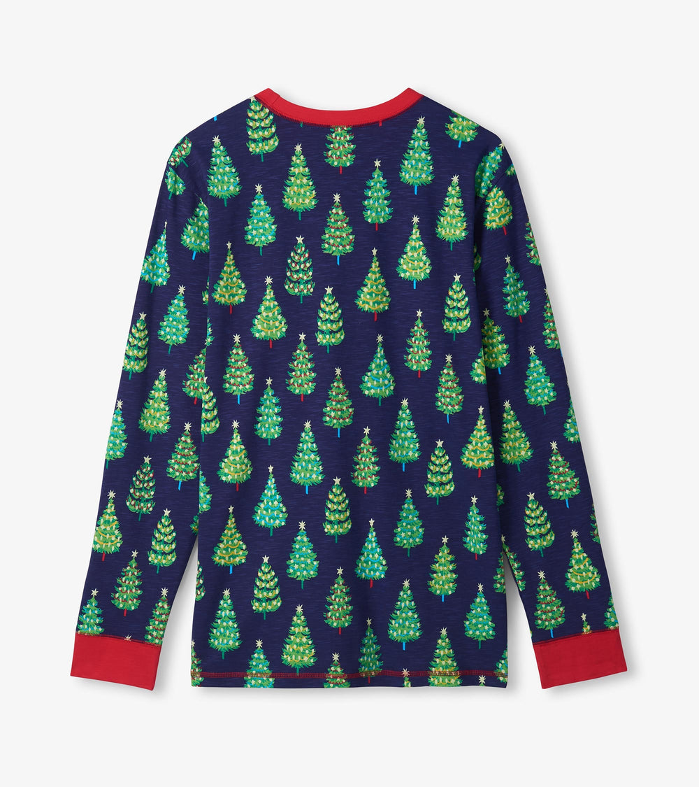 Men's Bottle Brush Trees Glow in the Dark Cotton Pajama Set