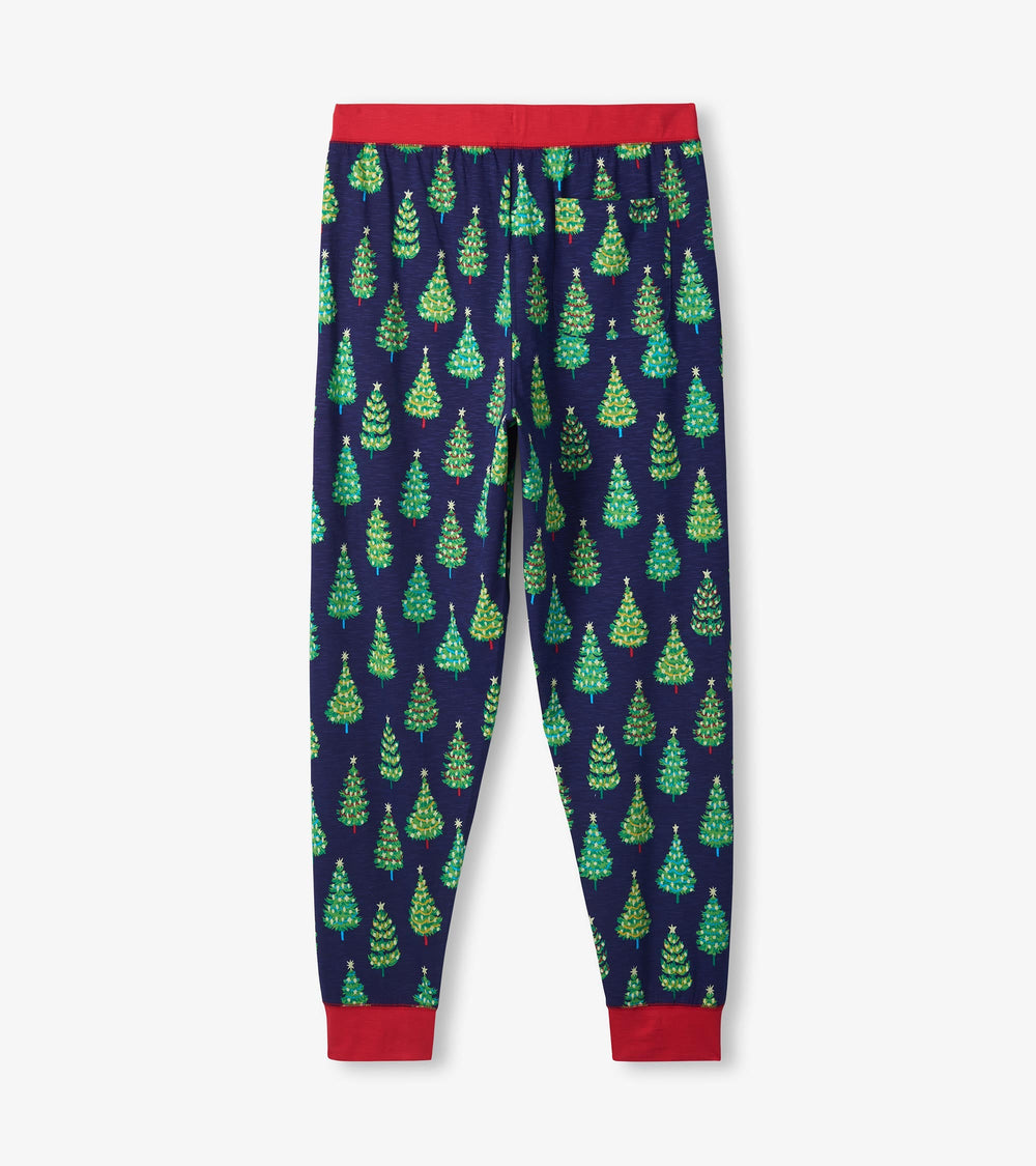 Men's Bottle Brush Trees Glow in the Dark Cotton Pajama Set