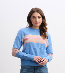 Pointelle Wave Sweater - Sky Blue Ripple