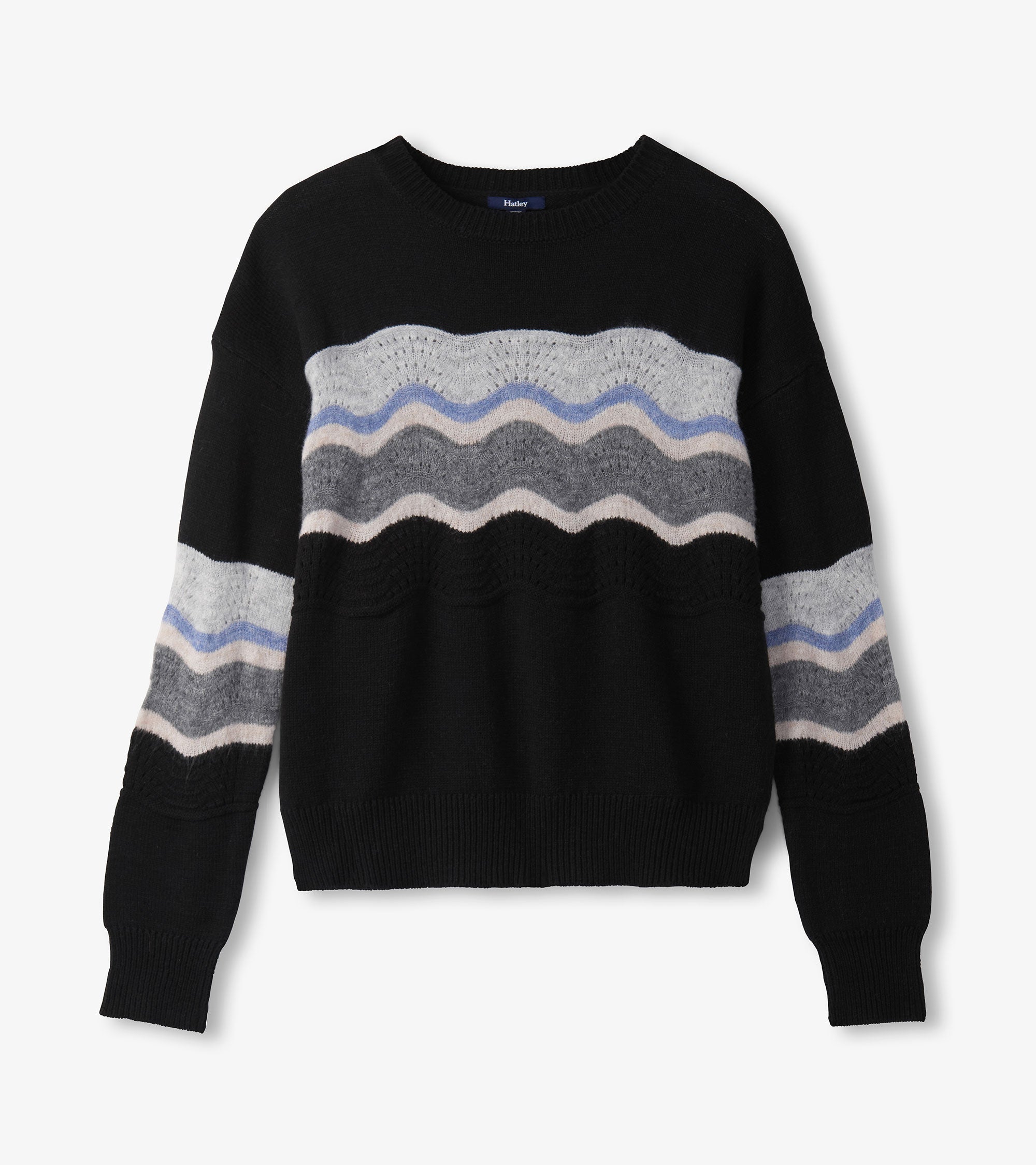 Pointelle Wave Sweater - Black