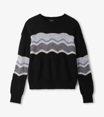 Pointelle Wave Sweater - Black