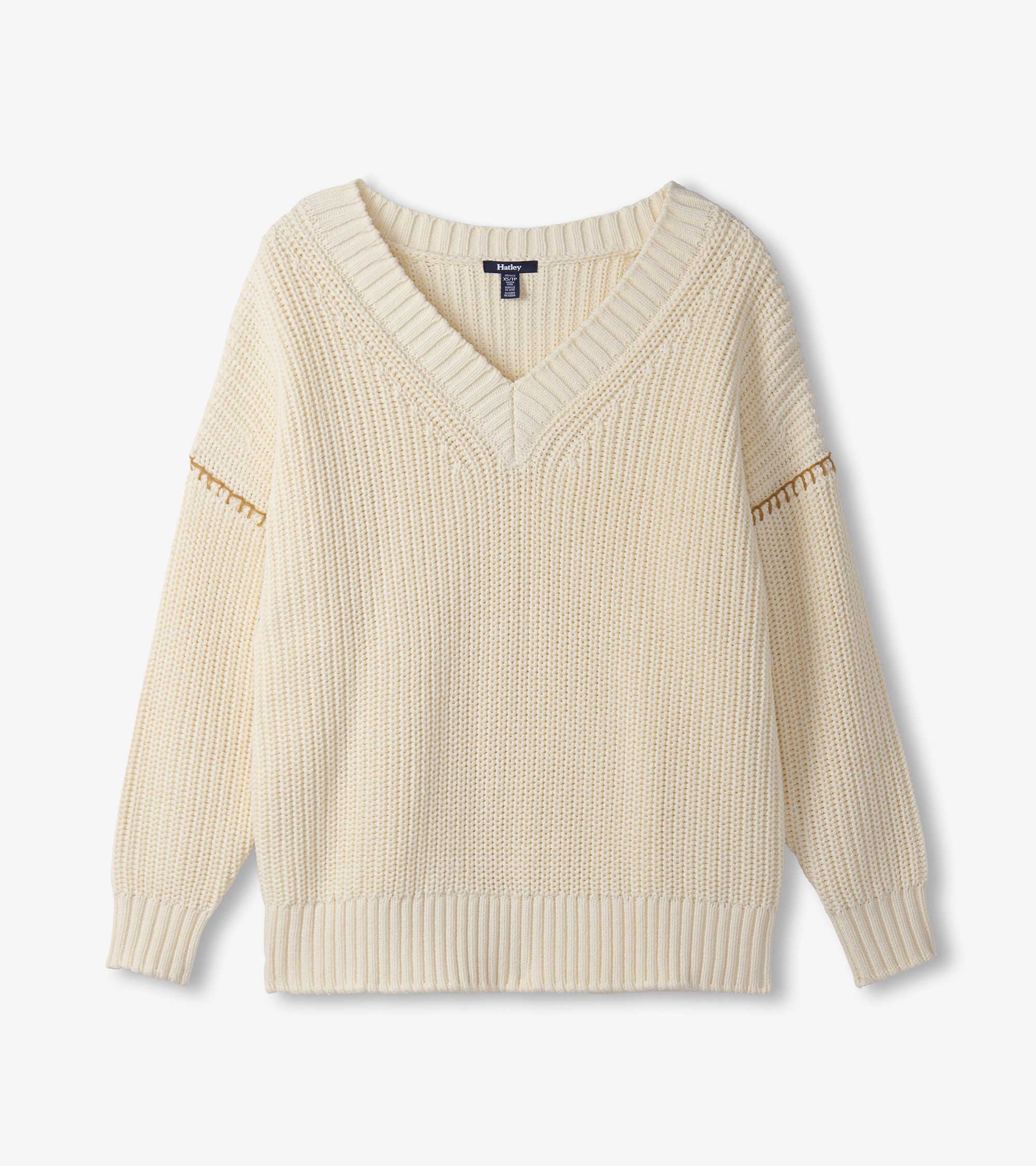 V-Neck Slouchy Sweater - Cream