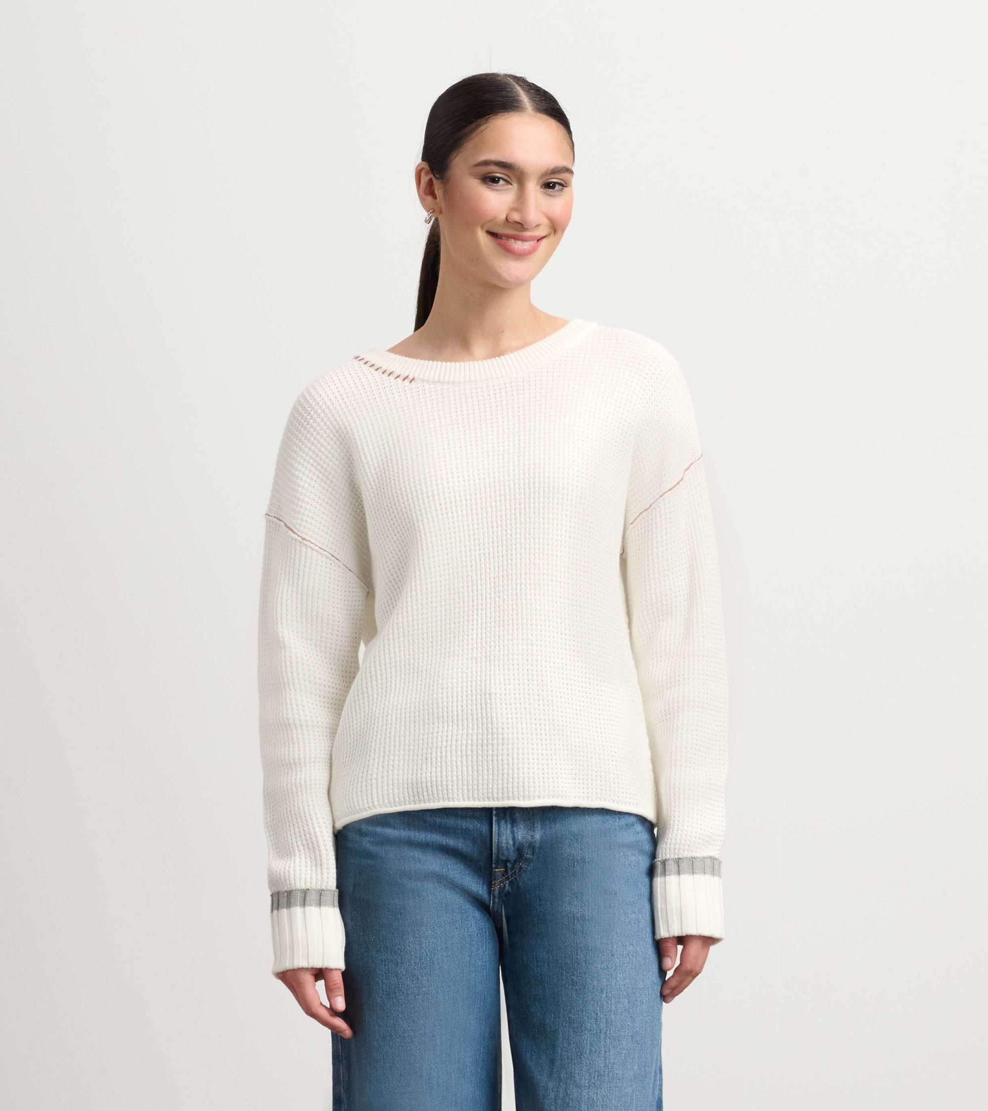 Waffle Knit Sweater - Cream