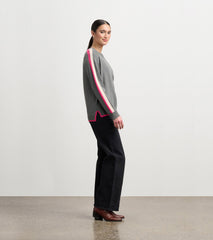 Contrast Trim Sweater - Charcoal