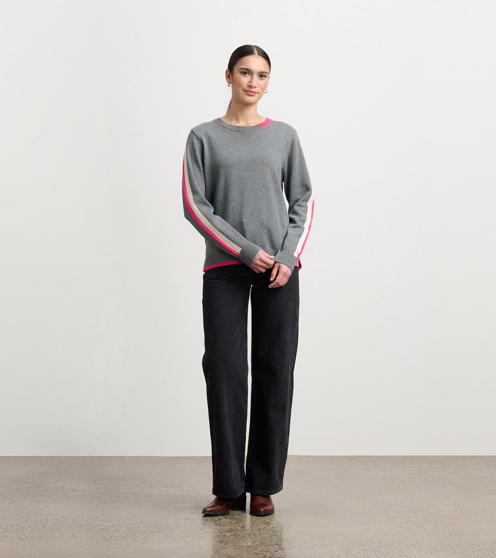 Contrast Trim Sweater - Charcoal