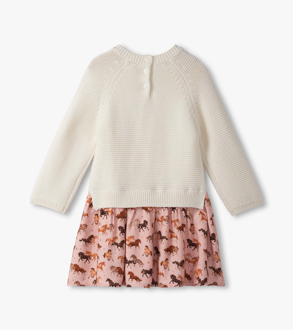 Baby & Toddler Girls Tinsel Horses Mixed Media Sweater Dress